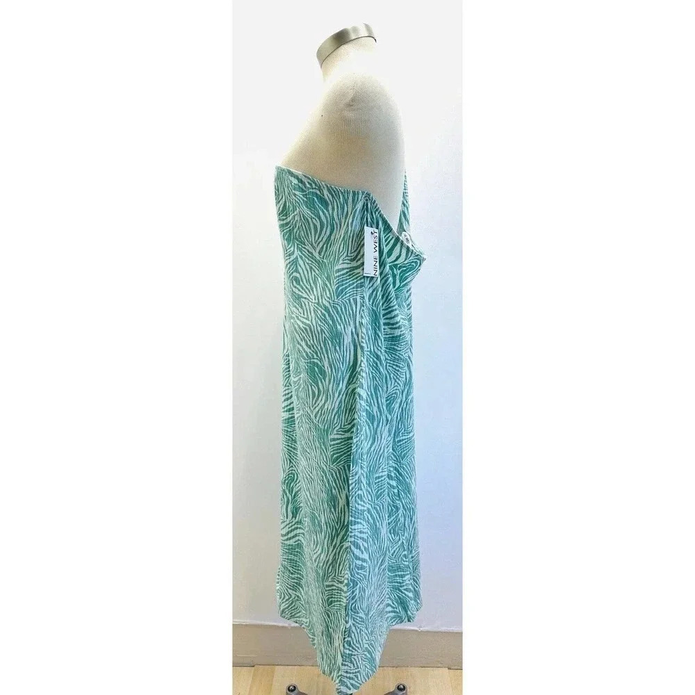 NWT NINE WEST Women Sleeveless Pullover One Shoulder Green Blue Dress Plus Sz 3X - Picture 4 of 12